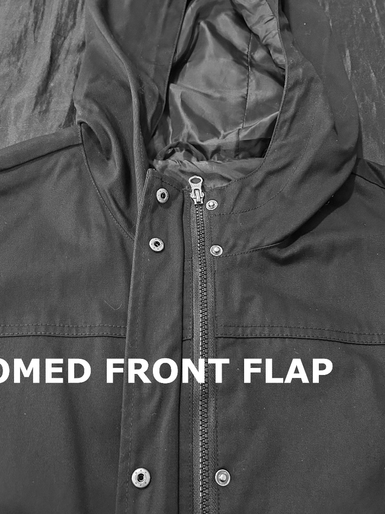 Jacket, Black, Size Xl, Ykk Zip Front And Domed Flap, Lined, Front Pockets,